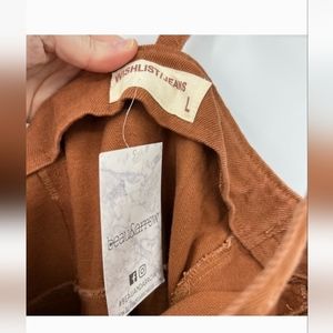 NWT Wishlist Rust Orange Button Front Denim Jumpsuit Overalls Wide Leg Crop L
